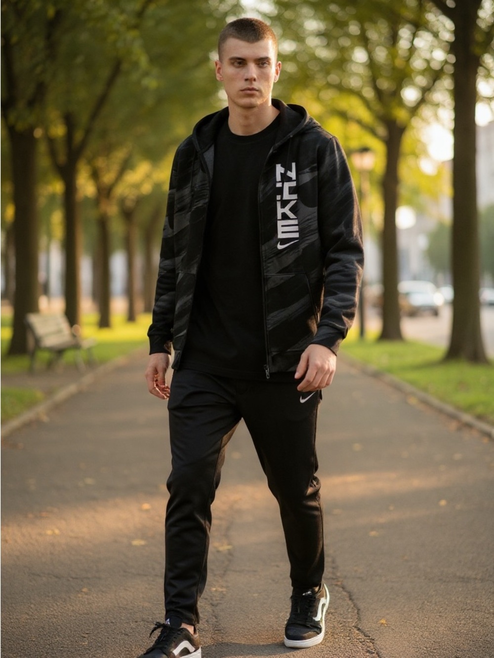 Nike Men’s Therma-FIT Full-Zip Hoodie - Black/Grey Camo - Size [Lg] - Picture 3 of 6